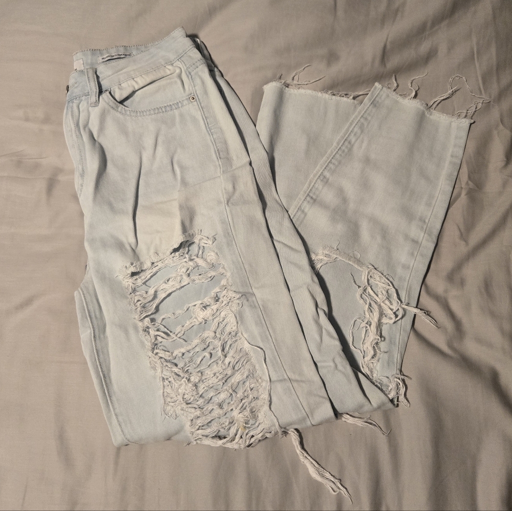 YMI Light Blue Ripped Distressed High Rise Denim Jeans - Picture 3 of 4